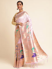 White Color Soft Kanchivram Pethani Silk (Deer-White-sd_at)
